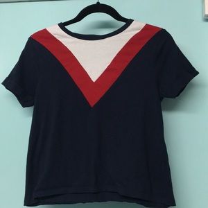 Glitz midriff T shirt Red White Blue Large